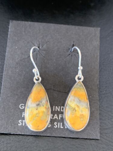 Native American Navajo Bumblebee Jasper Earrings Set | Sterling Silver | Handmade | 1564