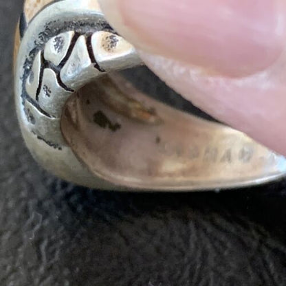 Navajo Black Onyx Coffee Tigers Eye Inlay Ring | Sterling Silver | Sz 6.5 | 10737