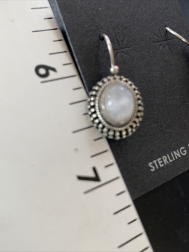 Navajo White Quartz Dangle Earrings | Sterling Silver | 1" | Authentic Native American Handmade | 13042