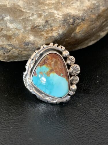 Native American Women's Navajo Blue Royston Turquoise Ring | Sterling Silver | Sz 10 | 10425