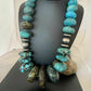 Men's Navajo Pearl Sterling Silver & Natural Blue Turquoise Graduated Necklace | Authentic Native American | 21"