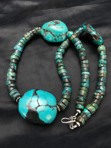 Navajo Turquoise Heishi Chunky Necklace | Sterling Silver | 20" | Authentic Native American Handmade | 2959