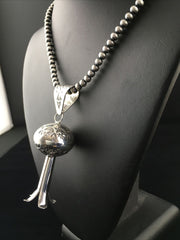 Navajo Sterling Silver Naja Necklace Pendant | 3" | Authentic Native American Handmade | 10048