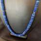 Men's Blue Lapis Bead Necklace | 8mm Liquid Silver Heishi | Sterling Silver | 24" | 12775