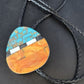 Men's Bolo Tie | Turquoise & Orange Spiny Oyster | Sterling Silver Tips | Authentic Native American Handmade | 14630