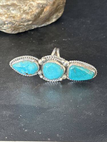 Navajo Blue Kingman Turquoise Multi-Stone Ring | Authentic Native American Sterling Silver | Sz 11 | 14497