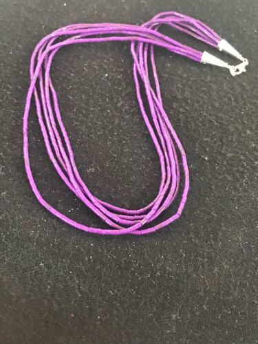 Navajo Sugilite 5-Strand Stabilized Tube Heishi Necklace | Sterling Silver | Authentic Native American Handmade | 8489