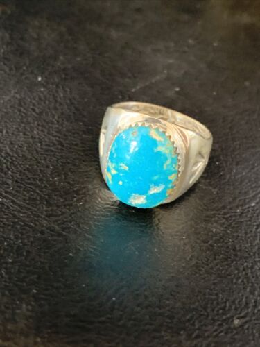 Navajo Blue Kingman Turquoise Ring | Sterling Silver | Sz 10 | Authentic Native American Handmade | 14150