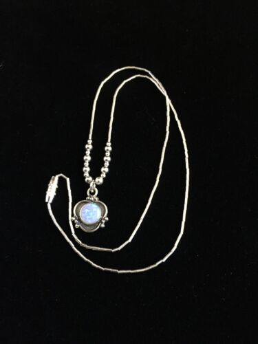 Children's Girls Heishi Beads Sterling Necklace | 15" | Opal Pendant | Navajo Jewelry | 10117