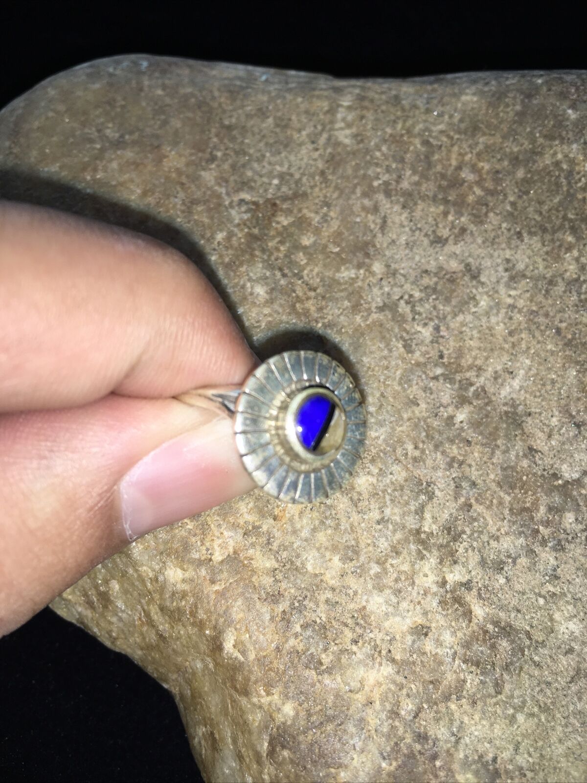 Navajo Lapis & Opal Ring | Authentic Native American Sterling Silver | Multi-Stone | Sz 5.5 | 01801