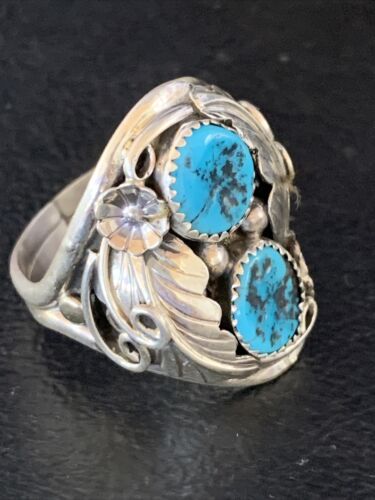 Navajo Kingman Turquoise Multi-Stone Ring | Authentic Native American Sterling Silver | Sz 11 | 14178