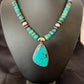 Navajo Pearls Spiderweb Beads Turquoise Necklace Pendant | Sterling Silver | Authentic Native American Handmade | 10239