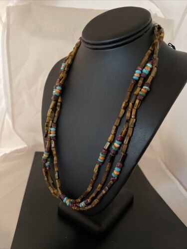 Navajo Turquoise, Tigers Eye & Spiny Oyster Necklace | Sterling Silver | Authentic Native American Handmade | 1132