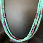 Navajo Blue Turquoise Jasper Bead Necklace | 3-Strand Sterling Silver | 24" | Authentic Native American Handmade | 12512