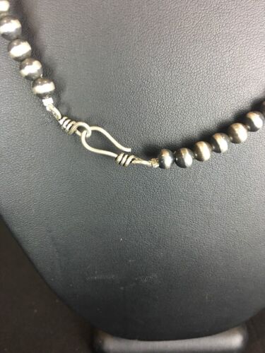 Turquoise Stone 3 Strand Sterling Silver Necklace | 22" Navajo Native American | 3266