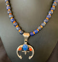 Navajo Native American Blue Lapis Spiny Oyster Naja Pendant | Sterling Silver | 11492