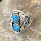 Navajo Blue Kingman Turquoise Feather Ring | Authentic Native American Sterling Silver | Multi-Stone | Sz 11.5 | 12222