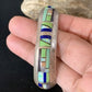 Old Pawn Navajo Turquoise Gaspeite Lapis Inlay Bracelet | Sterling Silver | Authentic Native American Handmade | 14160