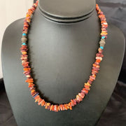 Navajo Spiny Oyster & Turquoise Necklace | Sterling Silver | 16" | Authentic Native American Handmade | 10693