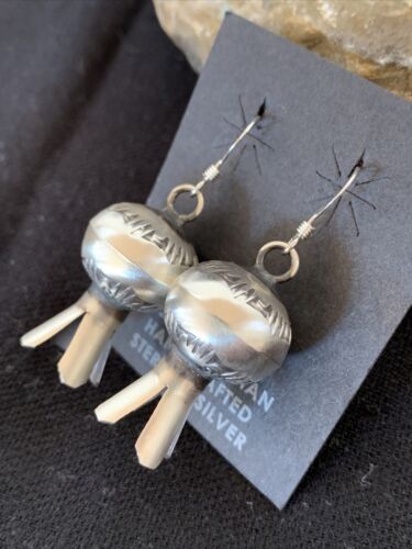 Native American Navajo Pearls Naja Earrings | Sterling Silver | 1" | 1043