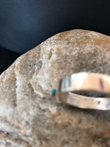 Southwestern Navajo Blue Opal Inlay Ring | Sterling Silver | Sz 7.5 | Authentic Native American Handmade | Yazzie | 10610