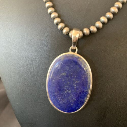 Native American Navajo Blue Lapis Pendant Necklace | Sterling Silver | Authentic Handmade | 11717