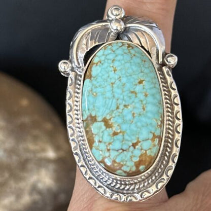 Navajo Blue Turquoise #8 Rings | Sterling Silver | Sz 10 | Authentic Native American Handmade | 14292
