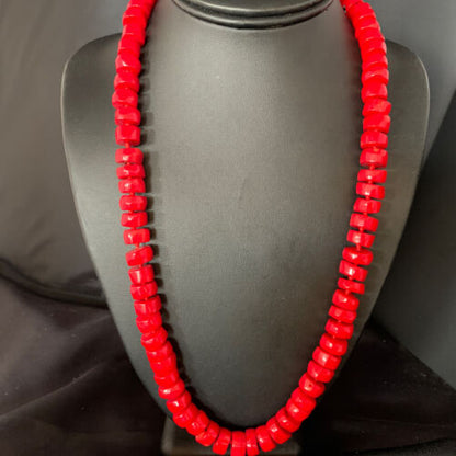 Women's Navajo Native American Bamboo Coral Strand Necklace | Sterling Silver | 24" | 13520