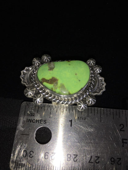 Native American Navajo Green Gaspeite Ring | Sterling Silver | Sz 6 | 1807