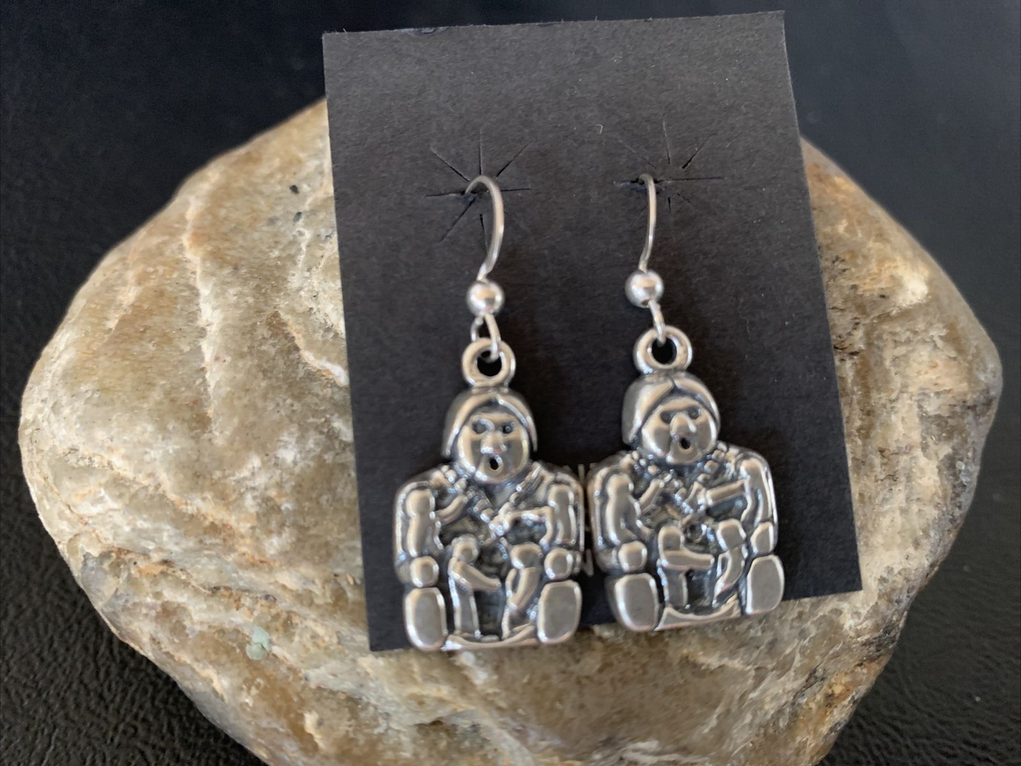 Navajo Storyteller Dangle Earrings | Sterling Silver | 1.5" | Authentic Native American Handmade | 12986