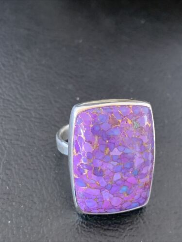 Adjustable Navajo Purple Mojave Turquoise Ring | Sterling Silver | Sz 9 | 11603