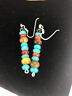 Navajo Sterling Silver Turquoise Tigers Eye Coral Earrings | Southwestern Native American