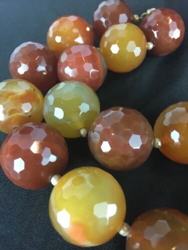 24mm Bold Faceted Carnelian Gold Filled Beads Necklace | 17" | Navajo Style |  3693