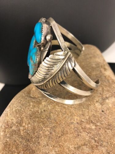 Navajo Old Pawn Bisbee Turquoise Cuff Bracelet | Sterling Silver