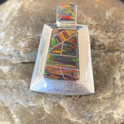 Authentic Native American Navajo Sterling Silver Pendant with Red Opal Inlay | Handmade Jewelry | 13342