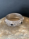 Navajo Men's Sterling Silver Black Onyx Ring | Sz 8.5 | Authentic Native American Old Pawn | 10800
