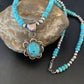 Navajo Blue Turquoise Pendant Necklace | Sterling Silver Pearls | Authentic Native American Handmade | 13217