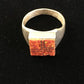 Navajo Men's Red Opal Inlay Ring | Sterling Silver | Sz 9.5 | Authentic Native American Handmade | 10104