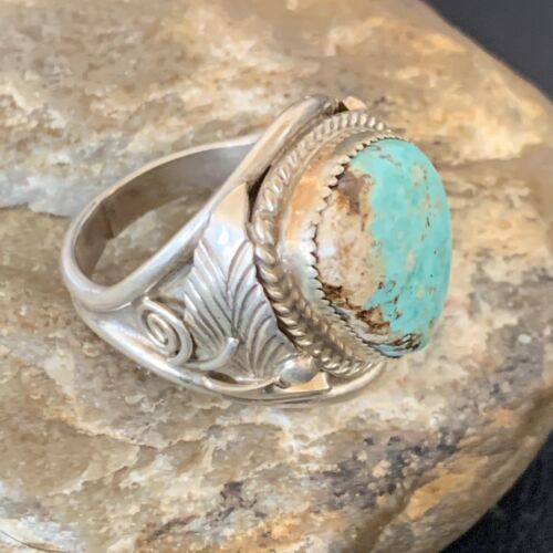 Navajo Blue Kingman Turquoise Ring | Sterling Silver | Sz 11.5 | Authentic Native American Handmade | 11934