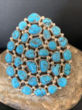 Navajo Kingman Turquoise Cluster Ring | Authentic Native American Sterling Silver | Multi-Stone | Sz 7 | 12227