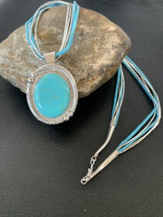 Navajo Green Turquoise Liquid Heishi Necklace | Sterling Silver | 5 Strand | Authentic Native American | 02050