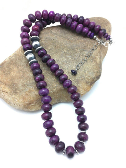 Navajo Purple Sugilite Bead Necklace | Sterling Silver | 23" | Authentic Native American Handmade | 4178