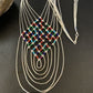 Multi-Color Liquid Silver Heishi Necklace | 7 Strand Sterling Silver Tubes | 18" | 12624