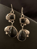 Southwestern Navajo Black Onyx Dangle Earrings | Sterling Silver | 1.5" | 1531