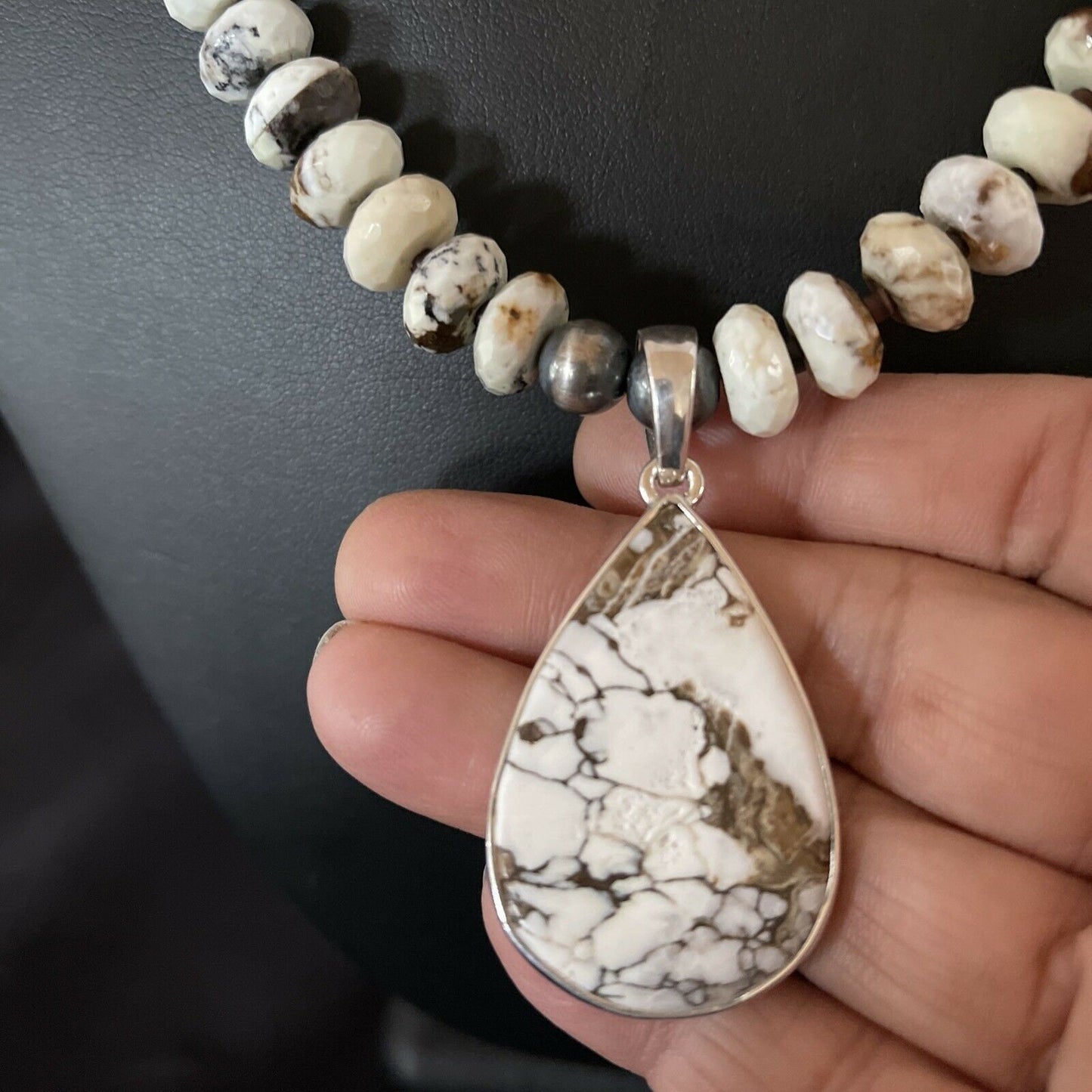 Navajo Wild Horse Turquoise Necklace Pendant | Sterling Silver | Authentic Native American Handmade | 11340