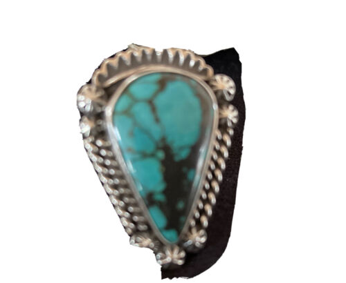 Navajo Blue Spiderweb Turquoise Ring | Sterling Silver | Sz 6.5 | Authentic Native American Handmade | 1065