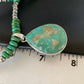 Navajo Green Turquoise Pendant Necklace | Sterling Silver Beads | Authentic Native American Handmade | 13307