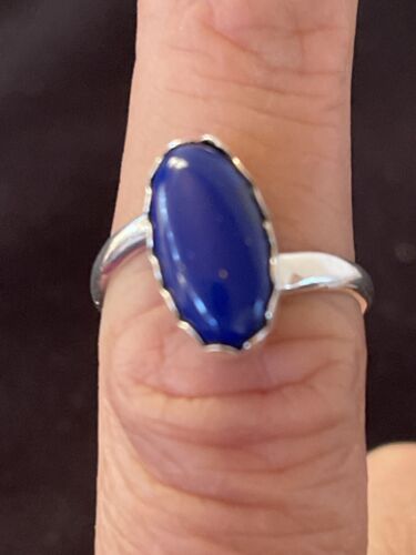 Native American Navajo Sterling Silver Navy Blue Lapis Ring | Sz 7 | 1131