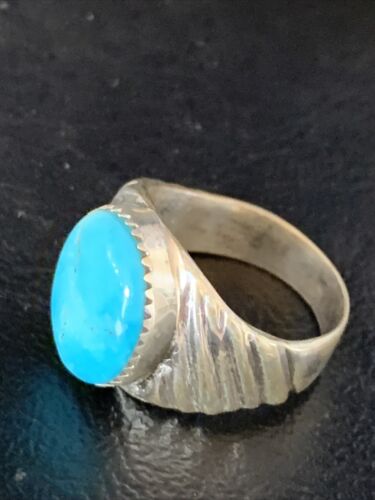 Navajo Blue Kingman Turquoise Ring | Sterling Silver | Sz 9 | Authentic Native American Handmade | 14155