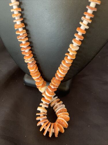 Navajo Turquoise, Orange Spiny Oyster, Pink Shell Necklace | Sterling Silver | Authentic Native American | Graduated | 28" | 12257